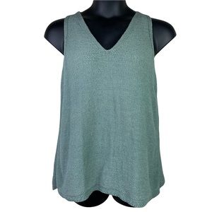 J. Jill Sage Green Cotton Nylon Knit Stretchy Sleeveless Sweater Vest L